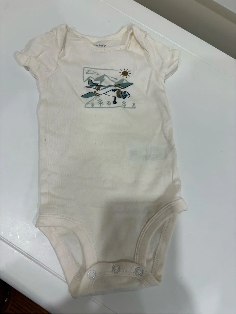 Carter's Cream Airplane Graphic One-Piece Bodysuit